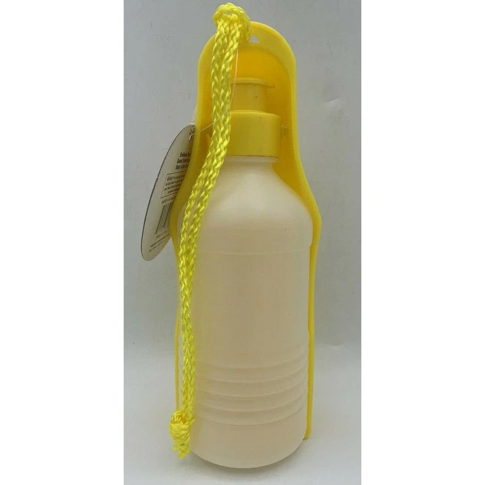 Portable Pet Dog Cat Water Drinking Feeding Bottle Bowl Dish‎ Travel 10oz YELLOW